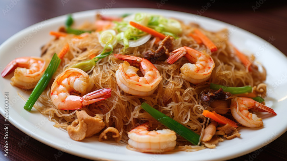 Asian style Stir-fried Vermicelli with Shrimp and vegetable Asian style Stir-fried Vermicelli with Shrimp and vegetable