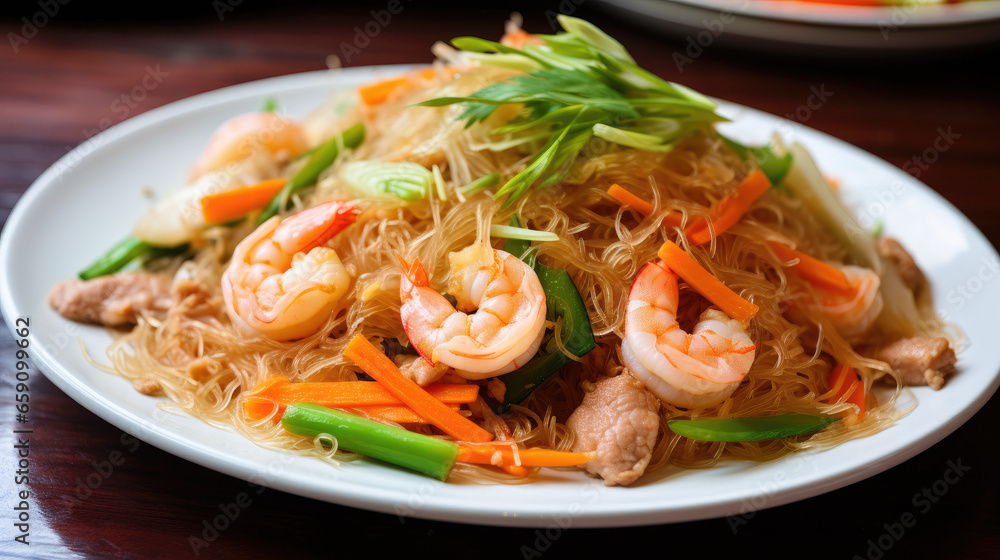 Asian style Stir-fried Vermicelli with Shrimp and vegetable Asian style Stir-fried Vermicelli with Shrimp and vegetable