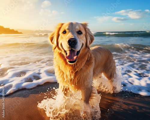 The image is of a dog on the beach.