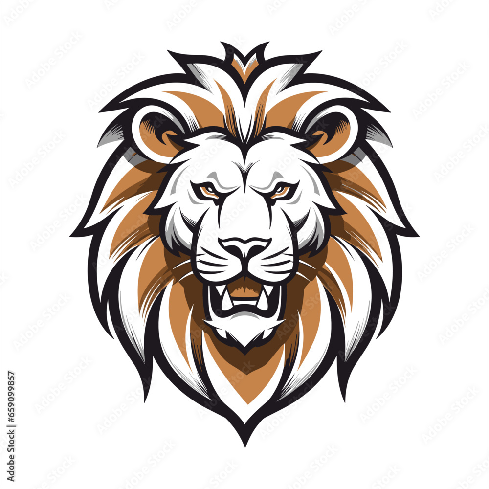 Fototapeta premium Vector Lion mascot logo template with whit background