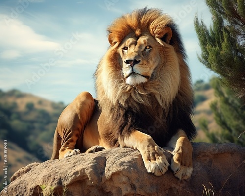 lion on top cliff.