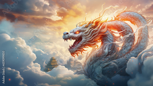 2024 Asian New Year Dragon Soaring Through Enchanting Clouds