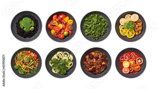 ingredients on plate isolated on transparent background cutout