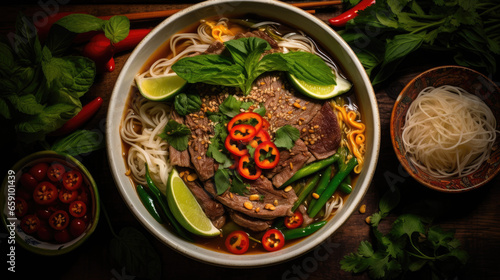 Vietnamese style beef noodle soup photo