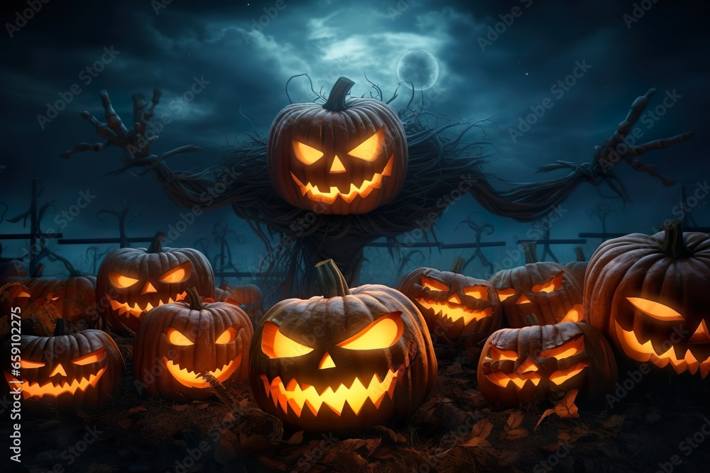 Halloween Pumpkin illustration made wit AI Generated