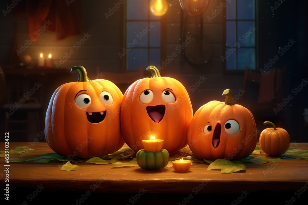 Fototapeta premium Halloween Pumpkin illustration made wit AI Generated