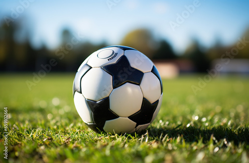Sunlit Soccer Ball on a Vibrant Green Field,soccer ball on grass