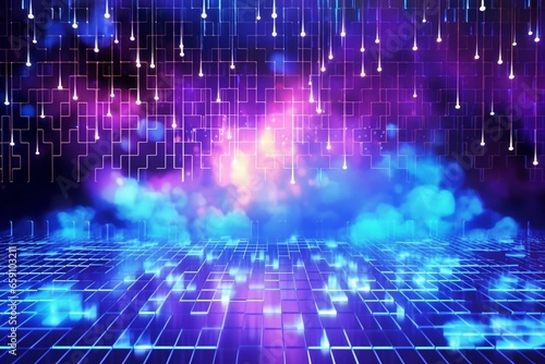 Futuristic grid backdrop for cloud computing and cryptocurrencies. Generative AI