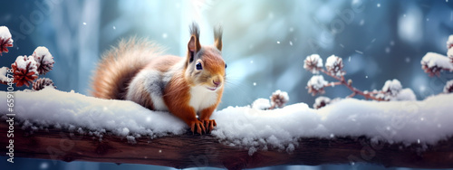 squirrel in the snow background