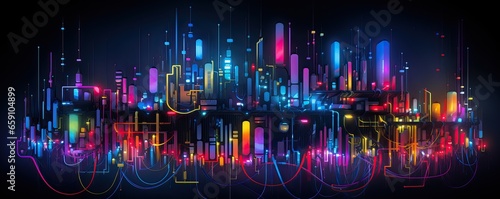 Abstract background with neon lights. Futuristic technology style.