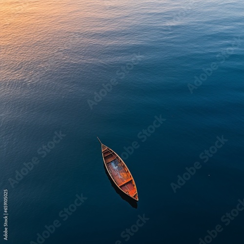 Drone Perspective Boat in the Vastness of the Mediterranean © cristian