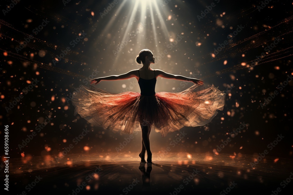 Poised Ballerina woman theater stage. Scene performer. Generate Ai