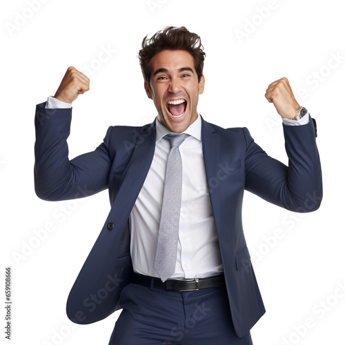  Young businessman celebrating success, isolated 