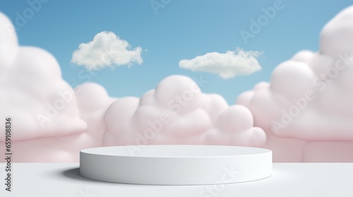 3d Blank Podium Product with Cloud Background © Galih