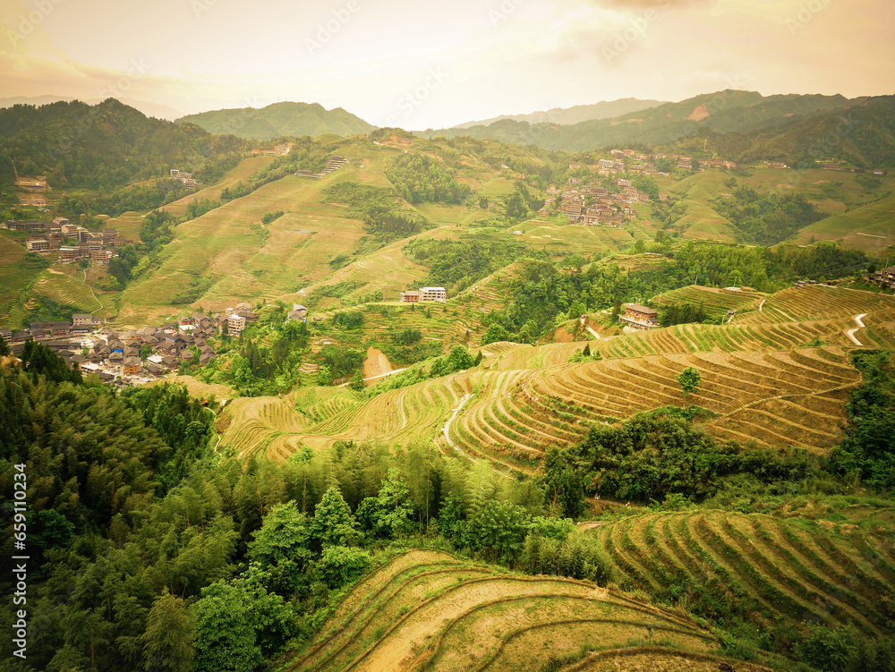 View of Longji terrace with rice terrace at Guilin, Guangxi,China