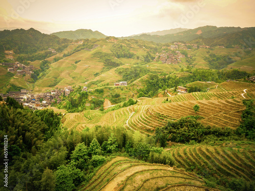 View of Longji terrace with rice terrace at Guilin, Guangxi,China © bzebois