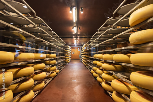 Emmental cheese factory storage in Emmental canton Bern in Switzerland photo
