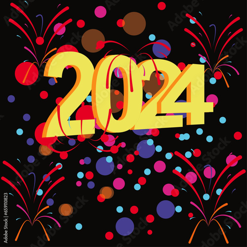 New year colorfull background with 
 realstick fireworks effect abstract,