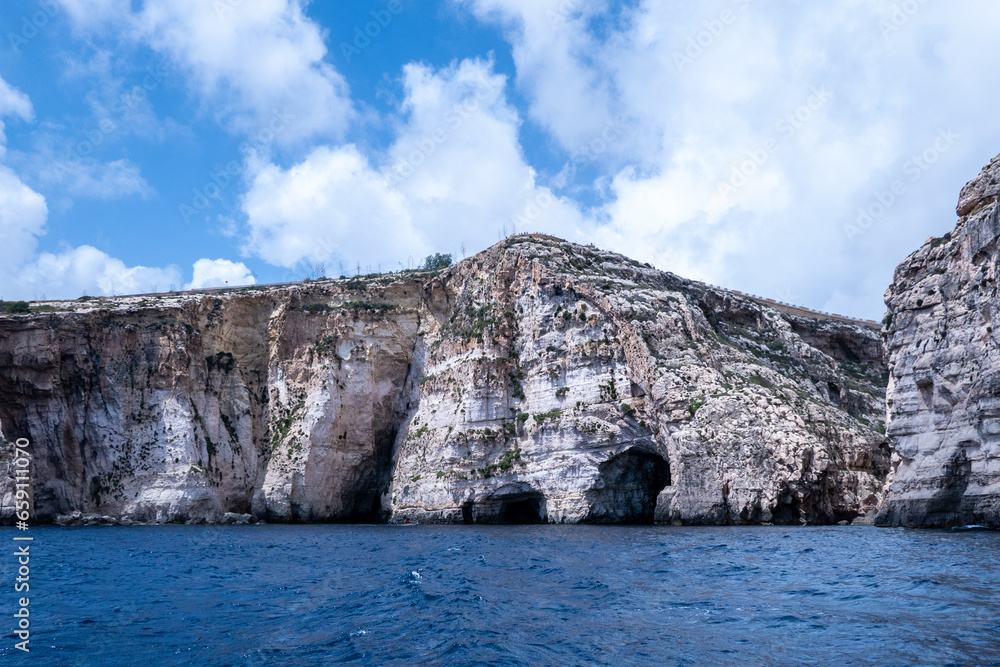 Wied iz Zurrieq, Malta, May 2, 2023. Set of marine caves around the Blue Grotto. They form one of the most beautiful natural landscapes in Malta.