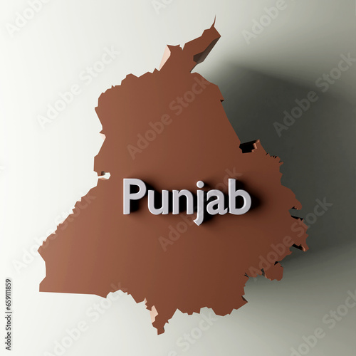 Punjab map 3D rendered illustration