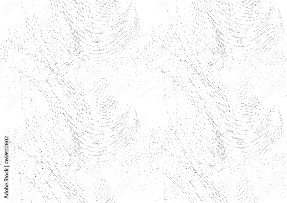 Seamless sketchy thread-like line pattern formed by twisted mandalas. Black outline on transparent. Vector. - obrazy, fototapety, plakaty 