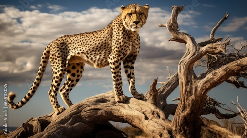 Cheetah on a wood, Kenya