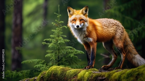 Fox in the middle of the forest