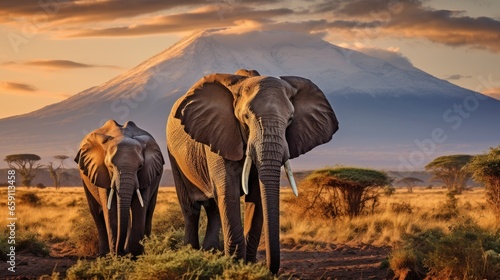 elephants in front of kilimanjaro © Fadil