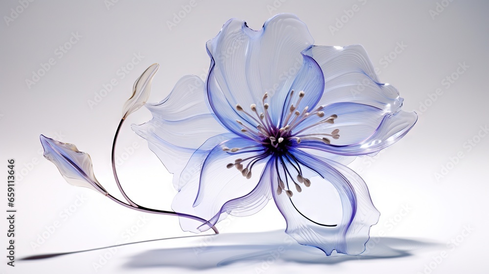a glass flower with a long stem on a white background. generative ai a glass flower with a long stem on a white background. generative ai