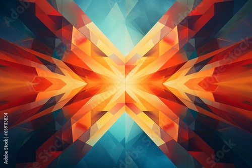 Abstract background. Symmetrical fiery kaleidoscope design with geometric patterns photo