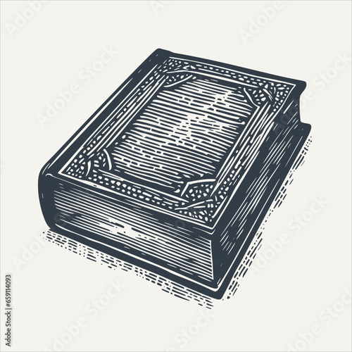 Book. Vintage woodcut engraving style vector illustration.