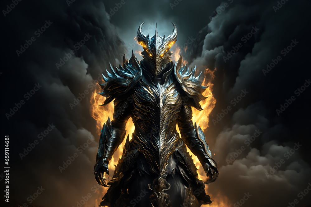 A metal elemental creature - Generative AI A metal elemental creature - Generative AI