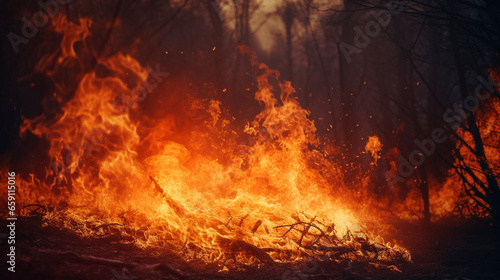 burning flames with trees smoke and fire  background texture