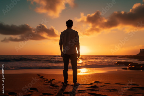 a man standing and looking at the sky at the seaside