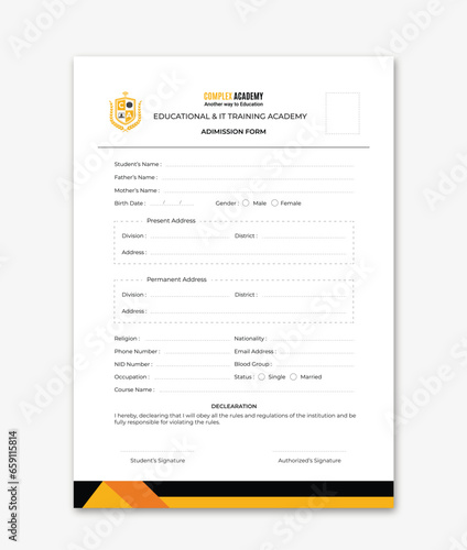 Vector vector admission form illustration of application form registration form photo