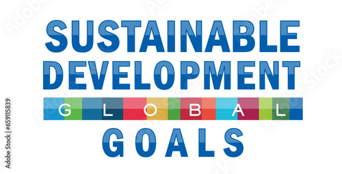 Sustainable Development creative concept vector design element. colorful wheel human chain and type.  Corporate social responsibility. Sustainable Development for a better world. Vector illustration.