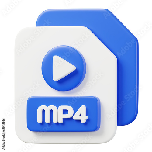 MP4 file document. File type icon. Files format and document concept. 3d Render illustration.