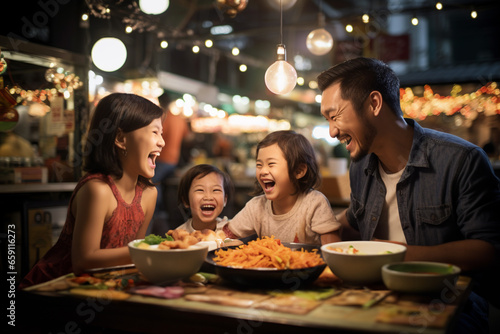 family eating Happily at the Street Food Market © toonsteb