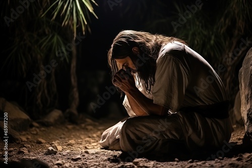 Jesus Christ prays in the Garden of Gethsemane