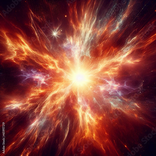 Massive explosion of cosmic energy  blue and orange color  high quality image  astro photo. Generative AI.