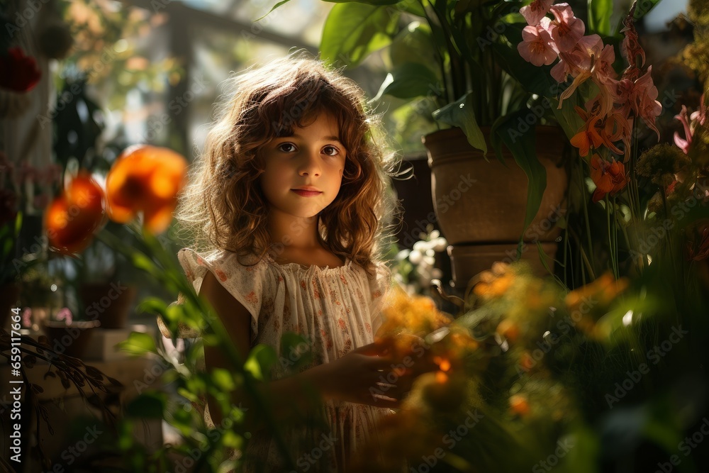 Botanic plants child. Room tropic. Generate Ai Botanic plants child. Room tropic. Generate Ai
