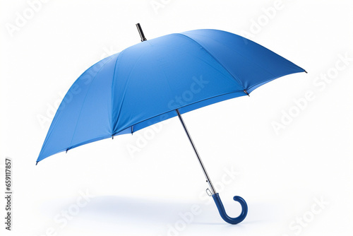 blue open umbrella on white isolated background 
