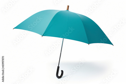 aqua open umbrella on white isolated background 