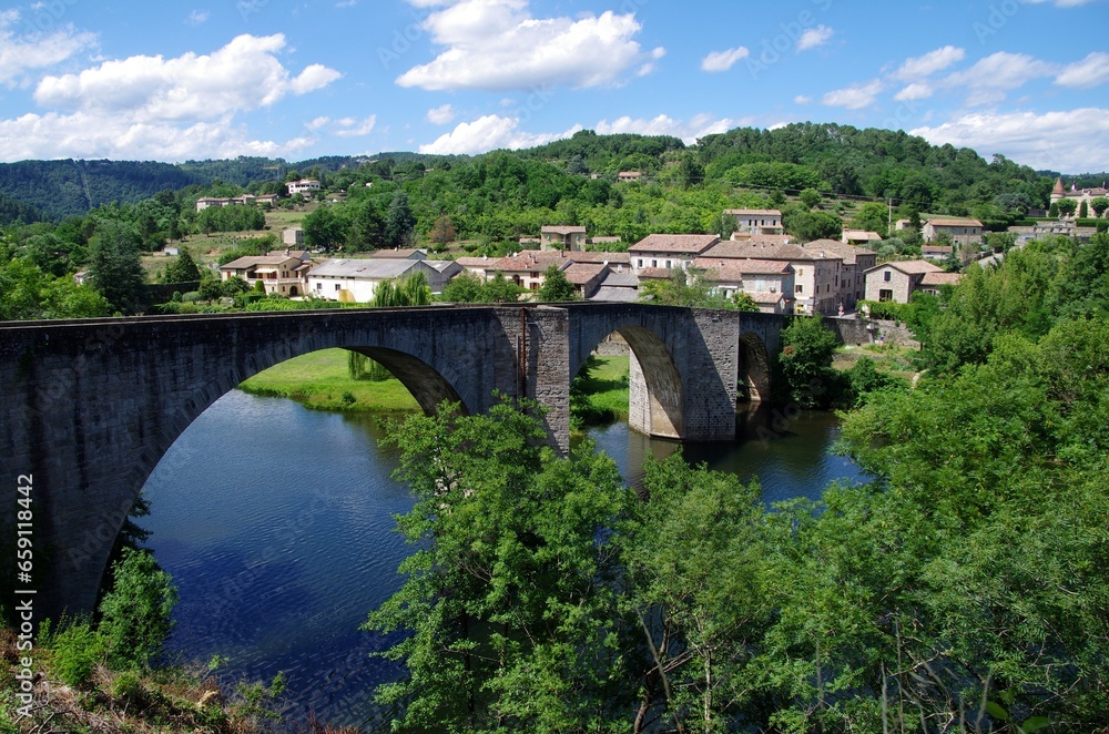 Bridge of Chambonas over the river Chassezac in Ardeche in France, Europe