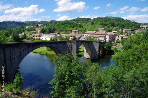 Bridge of Chambonas over the river Chassezac in Ardeche in France, Europe