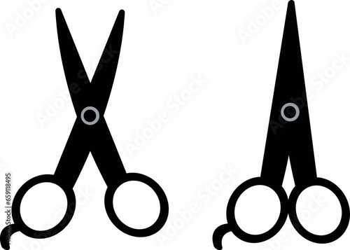 open and closed scissors on a transparent background