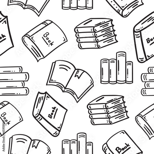 seamless pattern of Books sketch doodle, books set icon in doodle style, books icon sketch isolated on white background