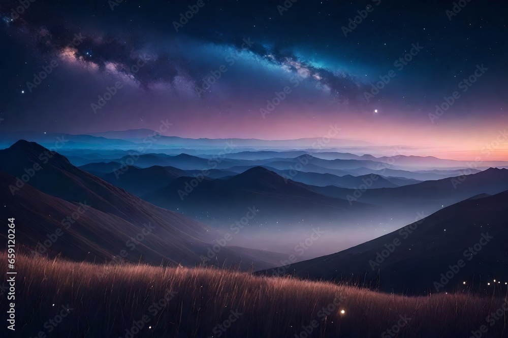 A celestial dreamscape with a pastel palette. Start with a background that transitions from light to dark - AI Generative A celestial dreamscape with a pastel palette. Start with a background that transitions from light to dark - AI Generative