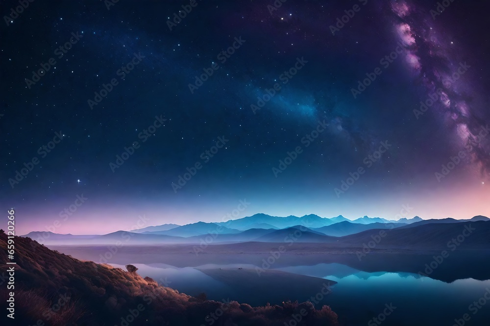 A celestial dreamscape with a pastel palette. Start with a background that transitions from light to dark - AI Generative