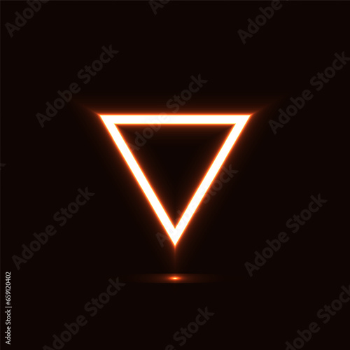 Glowing triangle neon sign on black background